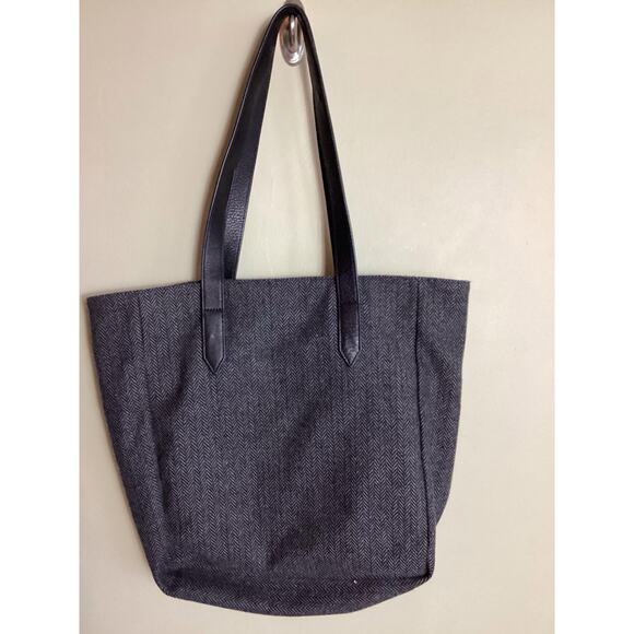 Brooks Brothers Women Purse Herringbone Wool and leather Tote Top handle EUC - Picture 5 of 11